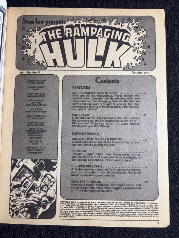 1977 THE RAMPAGING HULK Magazine #5 VG+ 4.5 Keith Pollard / Sub-Mariner