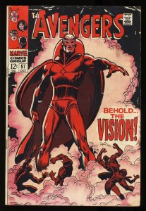 Avengers #57 VG+ 4.5 1st Appearance Vision! Buscema Cover! Stan Lee!