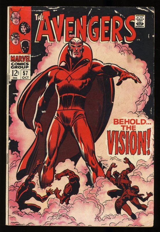 Avengers #57 VG+ 4.5 1st Appearance Vision! Buscema Cover! Stan Lee!