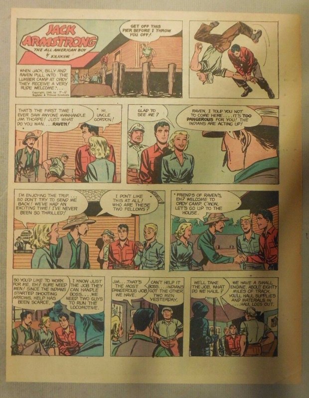 Jack Armstrong The All American Boy by Bob Schoenke 7/11/1948 Tabloid Page !
