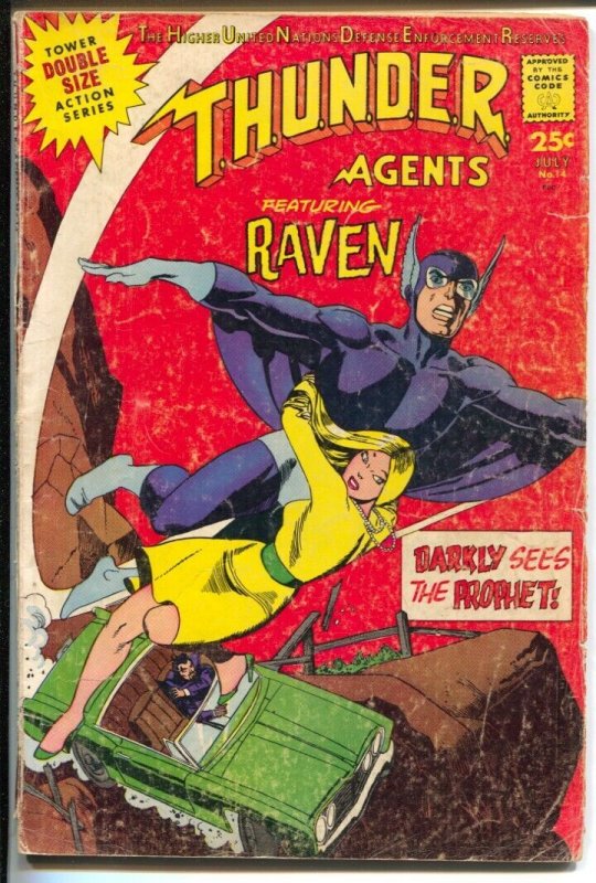 THUNDER Agents #14 1967-Tower-Wally Wood story art-Raven appears-VG