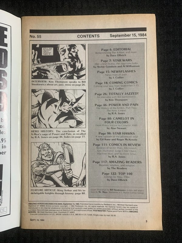 1984 AMAZING HEROES Comic Magazine #55 VG/FN 5.0 Bill Sienciewicz Interview