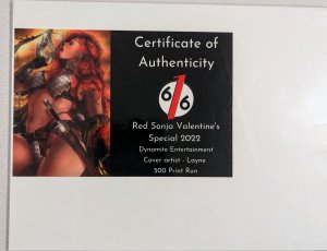 RED SONJA VALENTINES SPECIAL 1 2022 NM LAYNE 616 Virgin Variant LTD 500 W/ COA