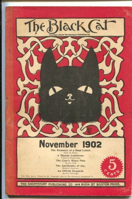 Black Cat11/1902-Nelly Littlehale Umstaetter cover-Early issue-pulp fiction-VG