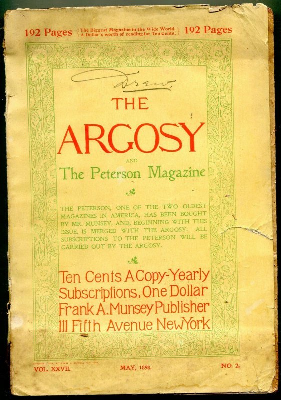 Argosy May 1898-Phantom Army- Early Pulp fiction title G-