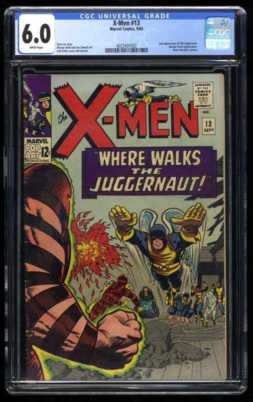 X-Men #13 CGC FN 6.0 White Pages 2nd Appearance Juggernaut! Stan Lee!