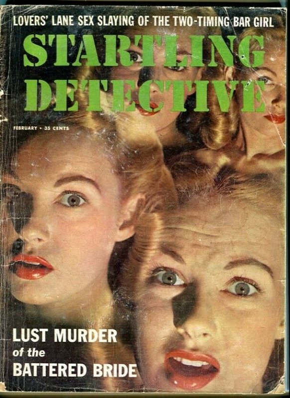 STARTLING DETECTIVE-2/1958-BATTERED BRIDE-LOVER'S LANE-SEX SLAYING- P/FR