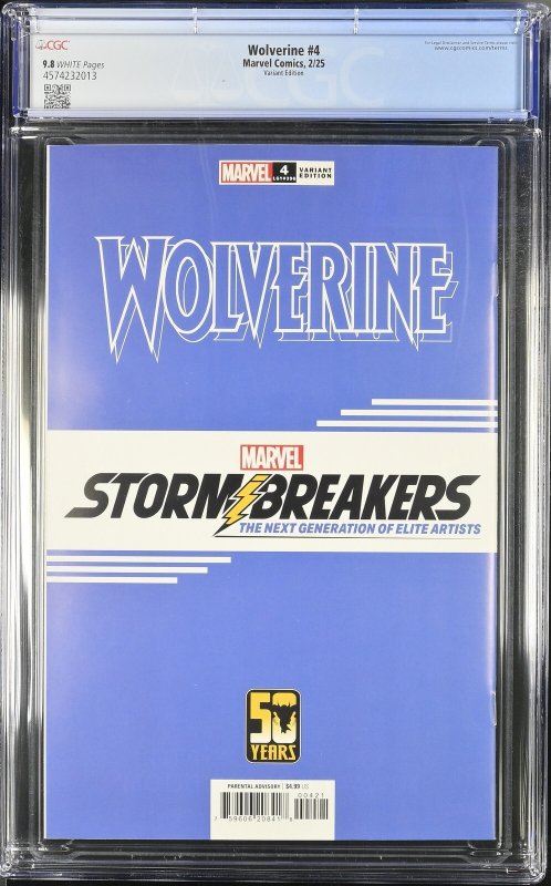 WOLVERINE #4 MARVEL COMICS 2025 JAN BAZALDUA VARIANT CGC 9.8 NM