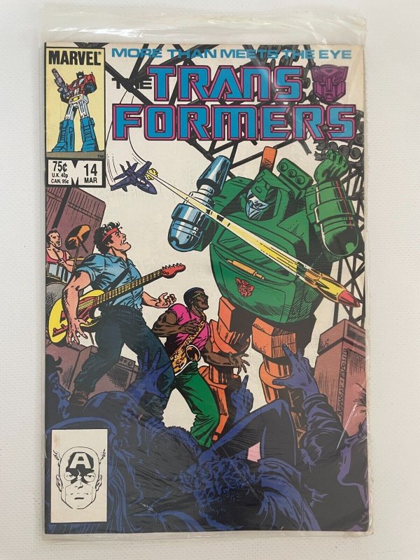 The Transformers # 14 VF/NM Marvel Comic Book Optimus Prime Megatron Bee 6 J248