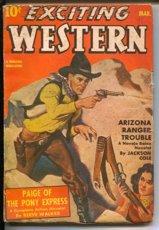 Exciting Western #3 3/1941-Thrilling-1st appearance Alamo Paige of Pony Expre...