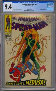 AMAZING SPIDER-MAN #62 CGC 9.4 MEDUSA