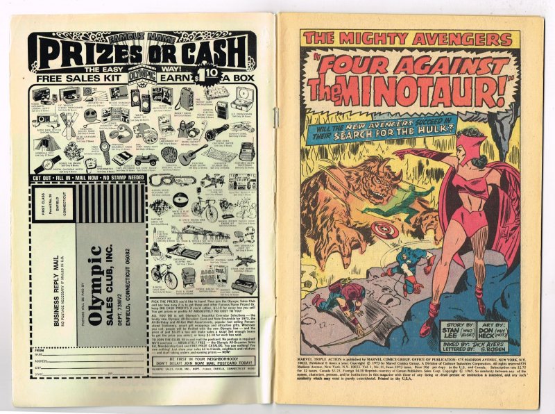 Marvel Triple Action #11 (1973) Hulk Hawkeye Marvel Comics