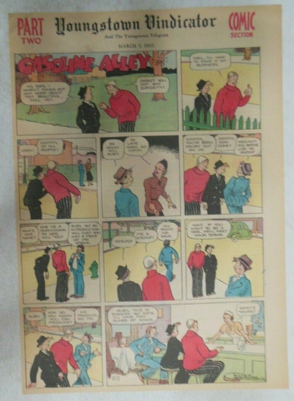 (32) Gasoline Alley Sunday Pages by Frank King from 1937 Size: 11 x 15 inches