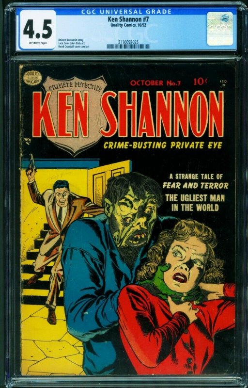 Ken Shannon #7 CGC 4.5 1952- Reed Crandall- Weird Menace cover-horror 2116092025