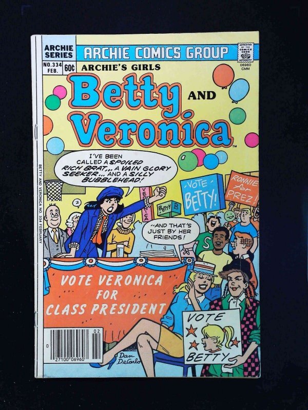 Archie'S Girls  Betty And Veronica  #334  Archie Comics 1985 Fn- Newsstand