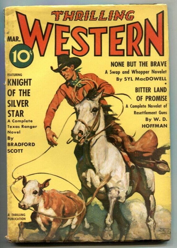 Thrilling Western March 1940-Knight of the Silver Star VG/F