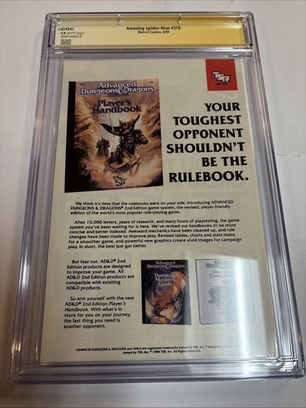 Amazing Spider-Man (1989) # 318 (CGC 9.8 WP) Signed Full Todd Mcfarlane