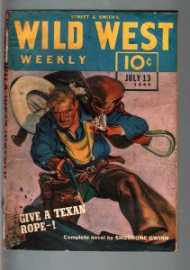 WILD WEST WEEKLY 7/13/1940-WESTERN PULP-SHOSHONE GWINN VG-