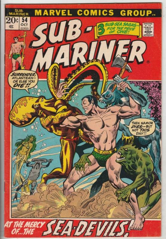 Sub-Mariner #54 (Oct-72) VF- High-Grade Sub-Mariner (Prince Namor)