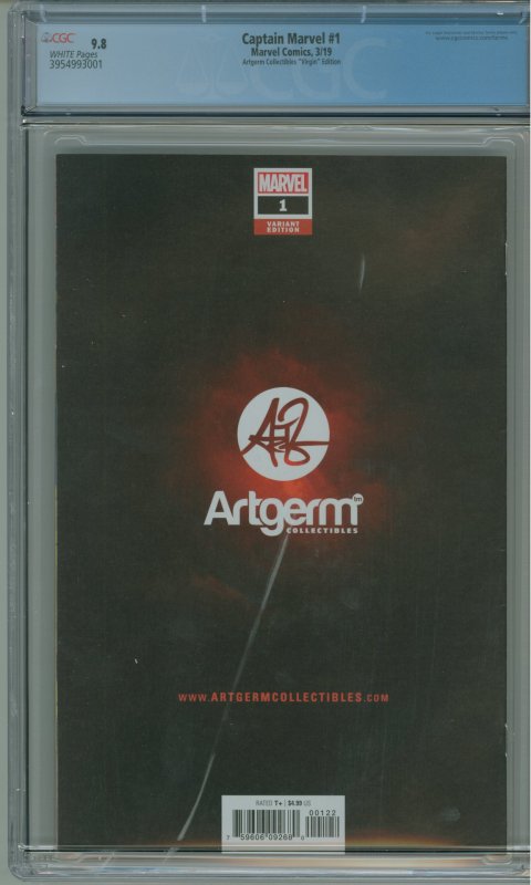 Captain Marvel #1 CGC 9.8 Artgerm Collectibles Virgin Edition!