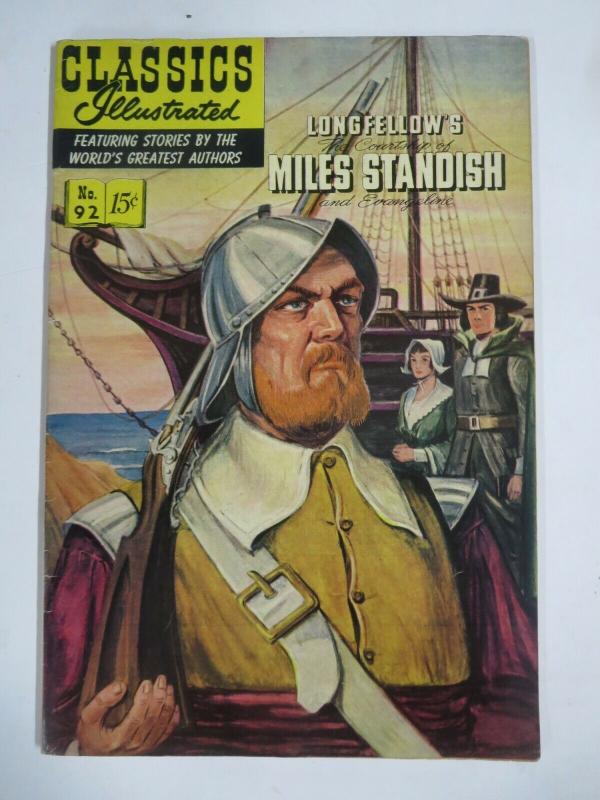 CLASSIC ILLUSTRATED #92 (VG+) MILES STANDISH (1ST Edition, HRO=92)Feb 1952 