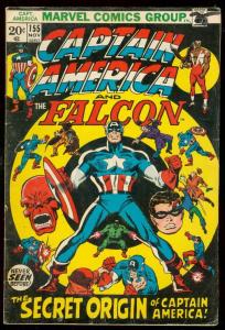 CAPTAIN AMERICA #155 1972-ORIGIN ISSUE!!! VG