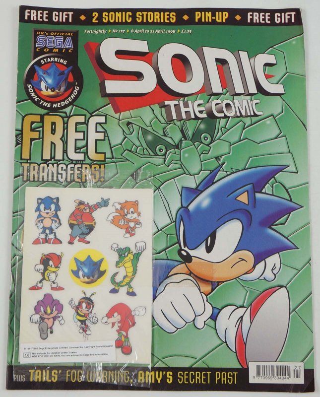 Sonic the Comic #134A FN; Fleetway Quality, Hedgehog with bag tag bonus -  1998