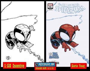 AMAZING SPIDER-MAN #51 YOUNG VAR CVR + 1:50 B&W VIRGIN SET PRESALE PROSHIPS 6/5