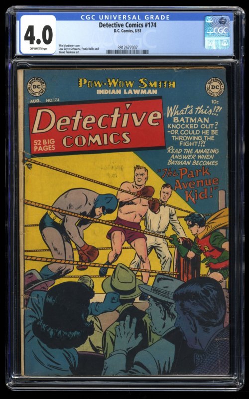 Detective Comics (1937) #174 CGC VG 4.0 Off White Batman and Robin Win Mortim...