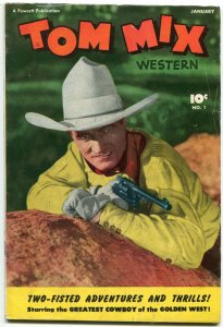 TOM MIX WESTERN #1-PHOTO COVER-GOLDEN AGE WESTERN Rare VG