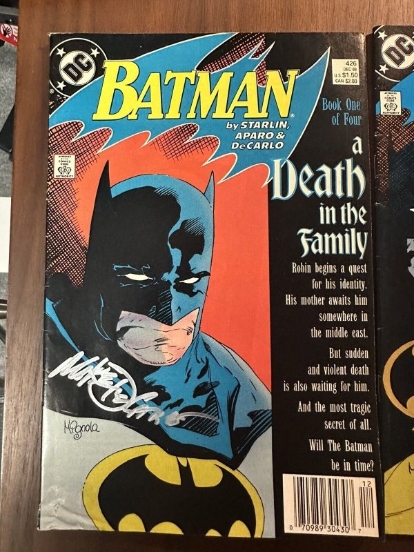 Batman #426-429 Signed Mike DeCarlo. A Death In The Family Full Set 1988 FN-