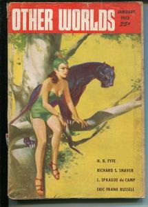 Other Worlds 1/1953 Clark Pub-sci-fi pulp-HW McCauley Good Girl Art- Russell-FR