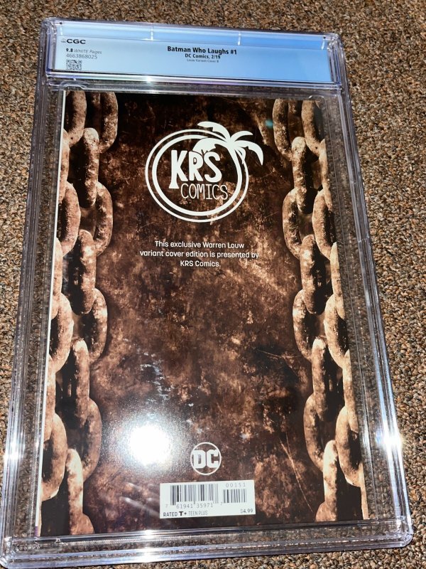 Batman Who Laughs 1, Warren Louw KRS Comics B, Minimal Variant, CGC Graded 9.8