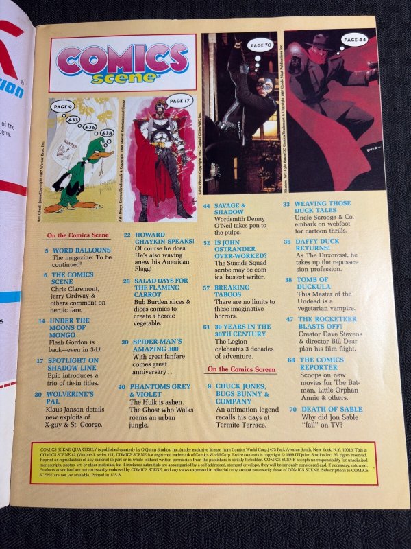 1988 COMICS SCENE Magazine #2 FN+ 6.5 Todd McFarlane Spider-Man / Early Venom