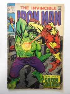 Iron Man #9 (1969) GD/VG Cond moisture stain, centerfold detached bottom staple