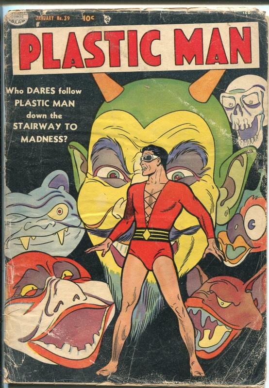 PLASTIC MAN  #39 1953-QUALITY-HORROR-SKULL-PRE-CODE-pr/fr