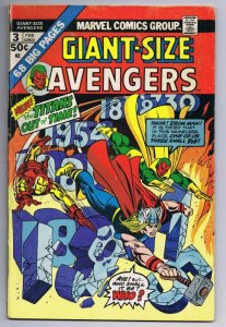 Giant Size Avengers #3 ORIGINAL Vintage 1975 Marvel Comics 