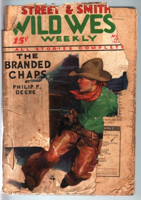 WILD WEST WEEKLY-11/12/1932-PULP-BRANDED CHAPS P/FR