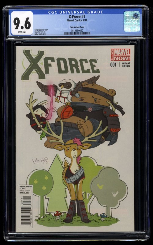 X-Force (2014) #1 CGC NM+ 9.6 White Pages Cook Animal Variant