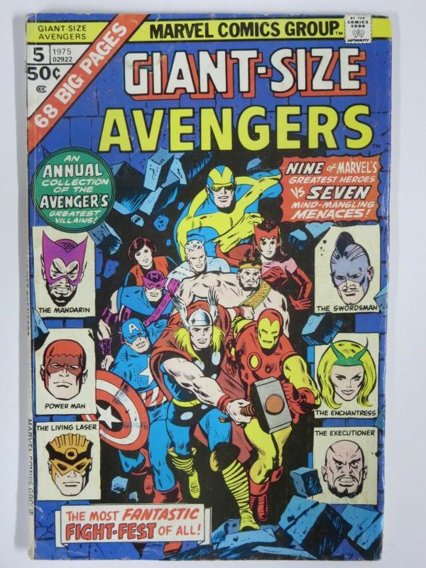 AVENGERS GIANT SIZE  5 GOOD  1975 COMICS BOOK