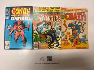 3 MARVEL comic books Conan Annual #8 Marvel Super Action #23 Crazy #3 7 KM11
