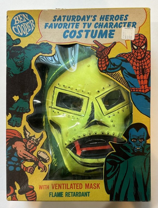Vintage 1967 Ben Cooper DOCTOR DOOM Halloween Costume w/box! Rare MARVELMANIA!