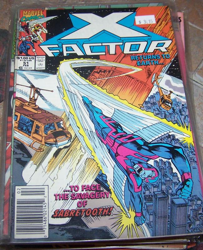 X-Factor # 51  feb 1990 marvel  + sabertooth archangel beast iceman