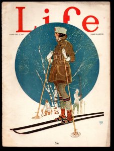 Life 2/22/1923-Holmgren Good Girl Art skier cover-Comic & cartoon art illustr...