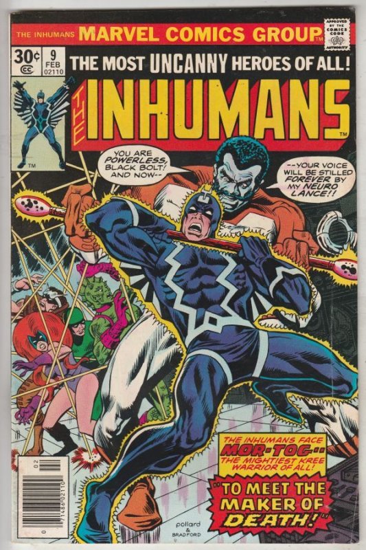 Inhumans, The #9 (Feb-77) FN/VF Mid-High-Grade Black Bolt, Gorgon, Triton, Ka...