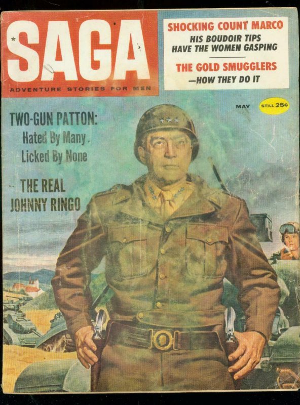 SAGA MAGAZINE MAY 1960-PATTON COVER-JOHNNY RINGO-RARE G-