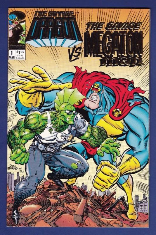  SAVAGE DRAGON VS MEGATON MAN #1, NM+, Gold Foil, Don Simpson, Image,1993