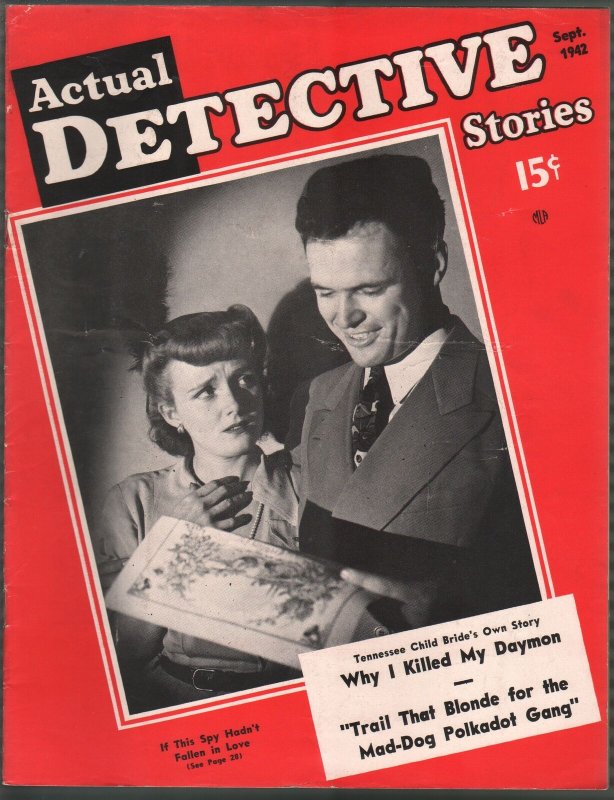 Actual Detective 9/1942-crime-mystery-horror-pix-pulp thrills-WWII-Uncle Sam-FN