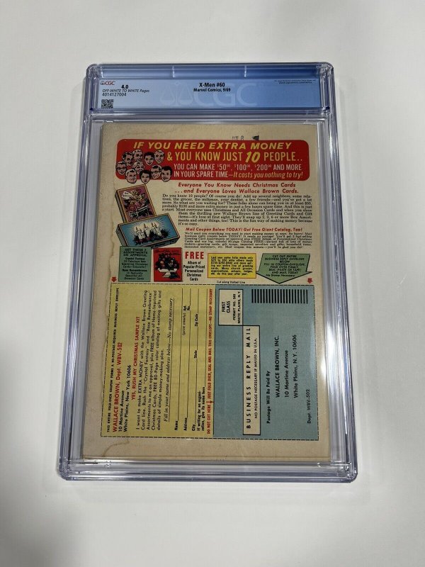 X-MEN 60 CGC 4.0 OW/W PAGES MARVEL 1969 