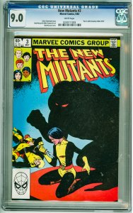 The New Mutants #3 Direct Edition (1983) CGC 9.0! White Pages! crack on slab